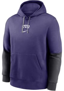 Nike TCU Horned Frogs Mens Purple Sideline Club Fleece Gameday Long Sleeve Hoodie