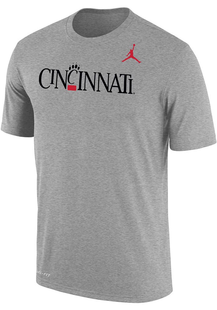 Nike Cincinnati Bearcats Grey Jordan Wordmark Short Sleeve T Shirt