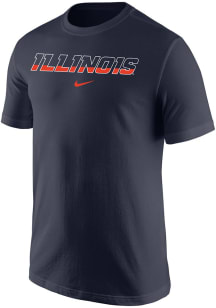 Nike Illinois Fighting Illini Navy Blue Wordmark Short Sleeve T Shirt