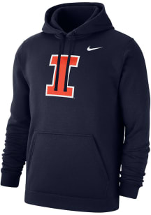 Mens Illinois Fighting Illini Navy Blue Nike Club Fleece Primary Logo Hooded Sweatshirt