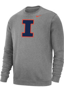 Mens Illinois Fighting Illini Navy Blue Nike Club Fleece Primary Logo Crew Sweatshirt