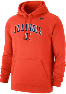 Mens Illinois Fighting Illini Orange Nike Club Fleece Arch Mascot Hooded Sweatshirt