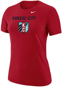 Nike KC Current Womens Red Cotton Word Short Sleeve T-Shirt
