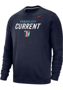 Nike KC Current Mens Navy Blue Masked Wordmark Club Fleece Long Sleeve Crew Sweatshirt
