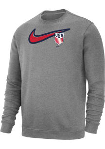 Nike USMNT Mens Grey Club Fleece Long Sleeve Crew Sweatshirt
