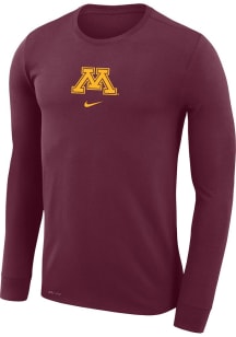 Mens Minnesota Golden Gophers Maroon Nike Shooting Shirt Dri-FIT Long Sleeve T-Shirt