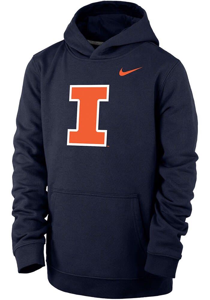 Illinois Fighting Illini Nike Youth NAVY Team Logo Hoodie Long