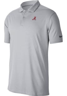 Nike Alabama Crimson Tide Mens Grey Primary Logo Left Chest Victory Short Sleeve Polo