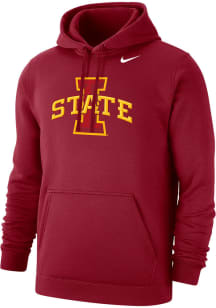 Nike Iowa State Cyclones Mens Crimson Primary Logo Club Fleece PO Long Sleeve Hoodie