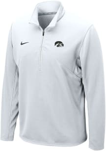 Nike Iowa Hawkeyes Mens White Primary Logo Left Chest Training Long Sleeve 1/4 Zip Pullover