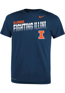 Nike Illinois Fighting Illini Youth Navy Blue Stacked Logo Short Sleeve T-Shirt