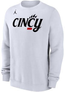 Nike Cincinnati Bearcats Mens White Jordan Club Fleece Long Sleeve Crew Sweatshirt