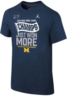 Nike Michigan Wolverines Youth Navy Blue 24 LR Rose Bowl Champs Podium Short Sleeve T-Shirt