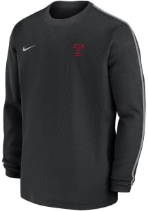 Nike Temple Owls Black Sideline Coach Gameday Long Sleeve T Shirt