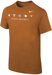 Nike Texas Longhorns Burnt Orange Icon Strip Baseball Short Sleeve T Shirt