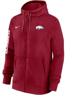 Nike Arkansas Razorbacks Mens Crimson Sideline Club Fleece Gameday Long Sleeve Full Zip Jacket