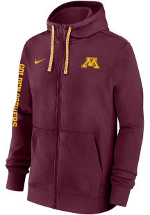 Mens Minnesota Golden Gophers Maroon Nike Sideline Club Fleece Gameday Long Sleeve Full Zip Jack..