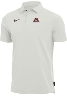 Mens Minnesota Golden Gophers White Nike Coach SS Short Sleeve Polo Shirt