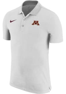 Mens Minnesota Golden Gophers White Nike Woven Polo Short Sleeve Polo Shirt