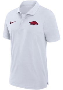 Nike Arkansas Razorbacks Mens White Sideline DriFIT Gameday Woven Short Sleeve Polo