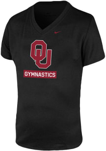 Nike Oklahoma Sooners Girls Black Sport Drop Gymnastics Short Sleeve Tee