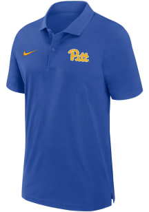 Nike Pitt Panthers Mens Blue Sideline DriFIT Gameday Woven Short Sleeve Polo