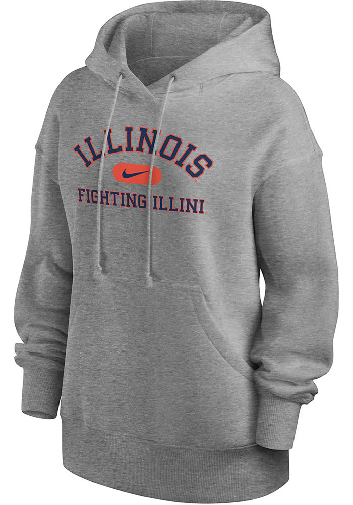 Nike Illinois Fighting Illini Womens GREY Phoenix Fleece Hoodie