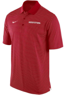 Nike Houston Cougars Mens Red Wordmark Stadium Stripe Short Sleeve Polo