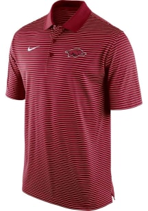 Nike Arkansas Razorbacks Mens Crimson Stadium Stripe Short Sleeve Polo