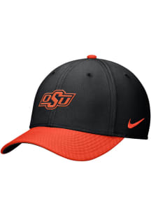 Nike Oklahoma State Cowboys Mens Black DRI-FIT Rise Colorblock Structured Stretch Flex Hat