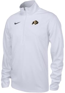 Nike Colorado Buffaloes Mens White Arch Mascot Long Sleeve Qtr Zip Pullover