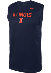 Mens Illinois Fighting Illini Navy Blue Nike Legend Team Name Drop Short Sleeve Tank Top