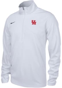 Nike Houston Cougars Mens White Primary Team Logo Dri Fit Training Long Sleeve Qtr Zip Pullover