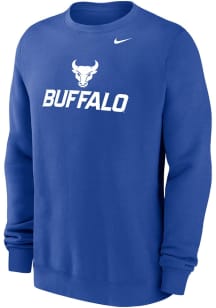 Nike Buffalo Bulls Mens Blue Flat Name Mascot Club Long Sleeve Crew Sweatshirt