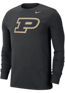 Nike Purdue Boilermakers Black Primary Logo DriFit Cotton Long Sleeve T Shirt