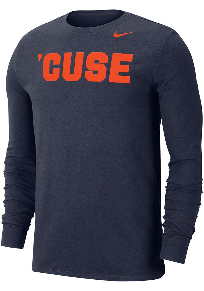Nike Syracuse Orange Wordmark DriFit Cotton Long Sleeve T Shirt