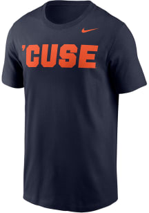 Nike Syracuse Orange Navy Blue Wordmark DriFit Cotton Short Sleeve T Shirt