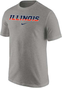Illinois Fighting Illini Grey Nike Core Cotton Short Sleeve T Shirt