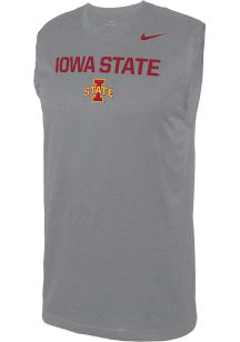 Nike Iowa State Cyclones Mens Grey Legend Team Name Drop Short Sleeve Tank Top