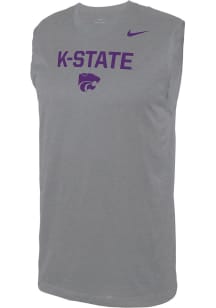 Mens K-State Wildcats Grey Nike Legend Team Name Drop Short Sleeve Tank Top