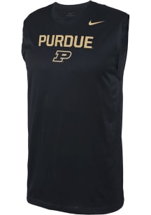 Nike Purdue Boilermakers Mens Black Legend Team Name Drop Short Sleeve Tank Top