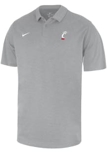 Mens Cincinnati Bearcats Grey Nike Heathered Vault Logo Short Sleeve Polo Shirt