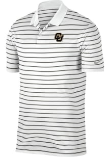 Nike Colorado Buffaloes Mens White Victory Stripe Short Sleeve Polo