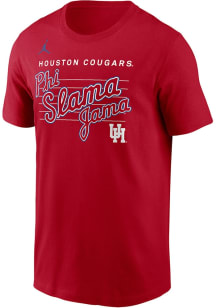 Nike Houston Cougars Red Basketball Phi Slama Jama Dri Fit Cotton SS Short Sleeve T Shirt