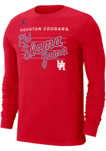 Nike Houston Cougars Red Basketball Phi Slama Jama Dri Fit Cotton LS Long Sleeve T Shirt