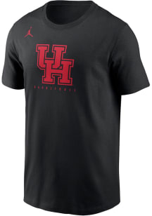 Nike Houston Cougars Black Basketball Jordan Primary Team Logo Dri Fit Cotton SS Short Sleeve T ..