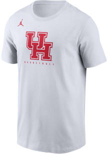 Nike Houston Cougars White Basketball Jordan Primary Team Logo Dri Fit Cotton SS Short Sleeve T ..