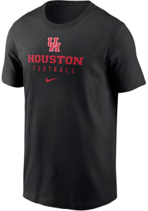 Nike Houston Cougars Black Football Stacked Dri Fit Cotton SS Short Sleeve T Shirt