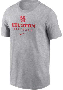 Nike Houston Cougars Grey Football Stacked Dri Fit Cotton SS Short Sleeve T Shirt