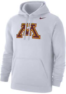 Mens Minnesota Golden Gophers White Nike Primary Logo Hooded Sweatshirt